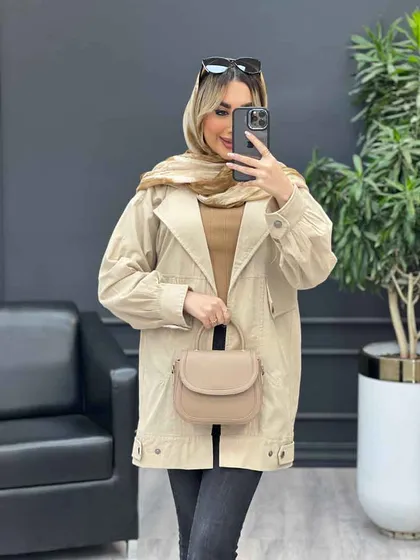 مانتو لینن دو جیب نما پایین پاگن