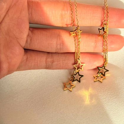گوشواره پرستاره طلایی استیل