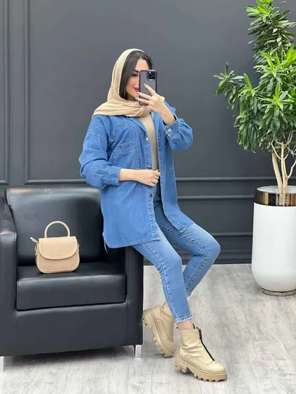 مانتو جین برش‌دار