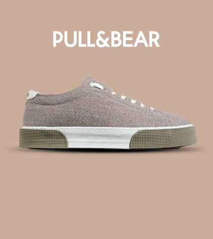 کفش کتانی مردانه قهوه ای سفید PULL & BEAR مدل 7447