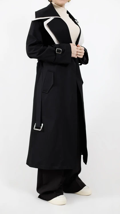 بارانی دو یقه بلند آستردار