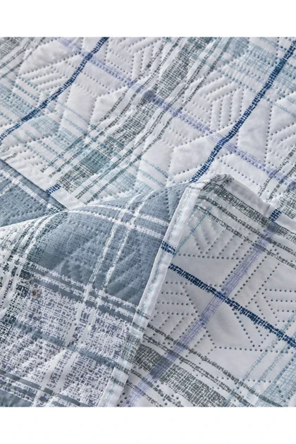 سرویس روتختی دو نفره English Home مدل Static Check پلی‌استر - طوسی