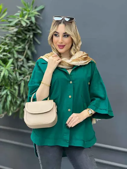 مانتو لینن جیب دکمه