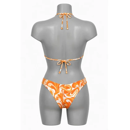 ست بیکینی زنانه مدل Sunset Flower-5C0369 نارنجی