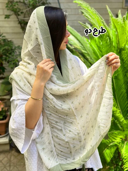شال پلیسه سبز تابستانه 3905