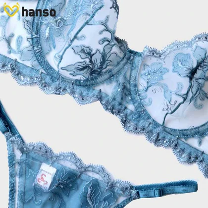 ست شورت و سوتین فنردار توری ژینا Jina آبی