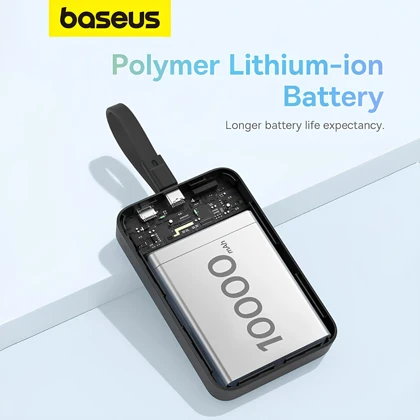 پاوربانک 10000 وایرلس 15 وات، تایپ‌سی 30 وات بیسوس Baseus PPCXM10T P1002210B113-00 با کابل تایپ‌سی