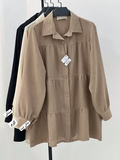 شومیز مانتویی سه چین مزونی کد 4868