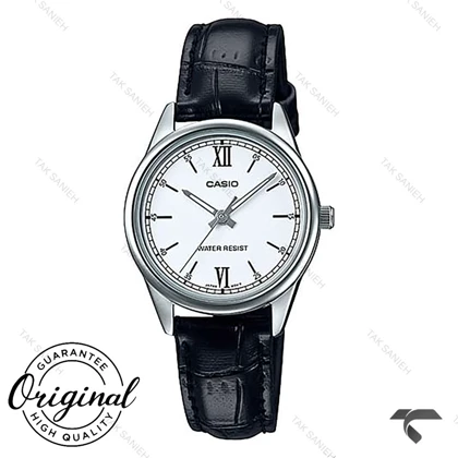 ساعت کاسیو زنانه LTP-V005L-7B2 سیلور بند چرم مشکی Casio-10328-L