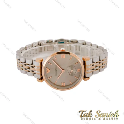 ساعت امپریو آرمانی زنانه دورنگ رزگلد صفحه طوسی Armani-5181-L