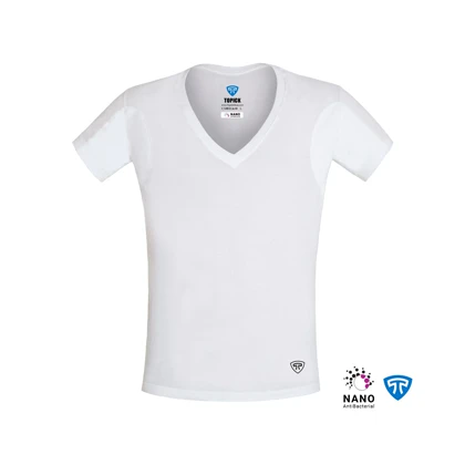 زیرپوش نانو آنتی باکتریال ضد تعریق یقه هفت باز مردانه سفید