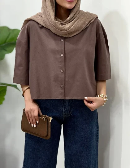 شومیز لینن پنبه‌ایل ماه