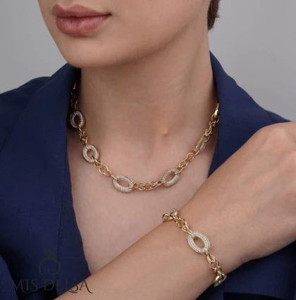 نیم ست ژوپینگ طرح زنجیر حلقه‌ای لوکس