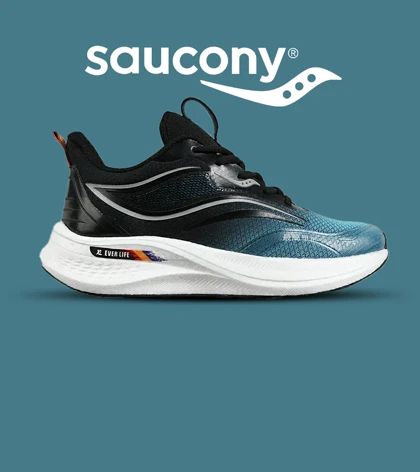 کفش کتانی مشکی آبی Saucony Ride Review v.2 مدل 7395
