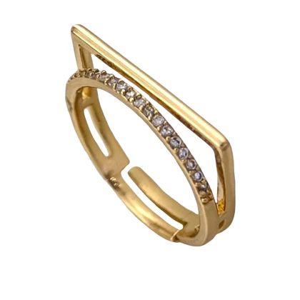 انگشتر زنانه مدل نکسا فریم طرح طلا با نگین کریستالی