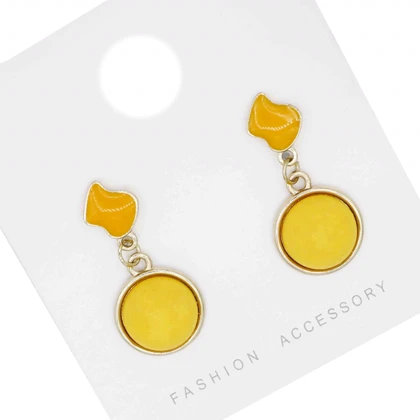 گوشواره دخترانه فانتزی مدل دایره زرد