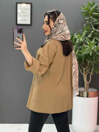 مانتو کتی چهاردکمه جیب پاکتی
