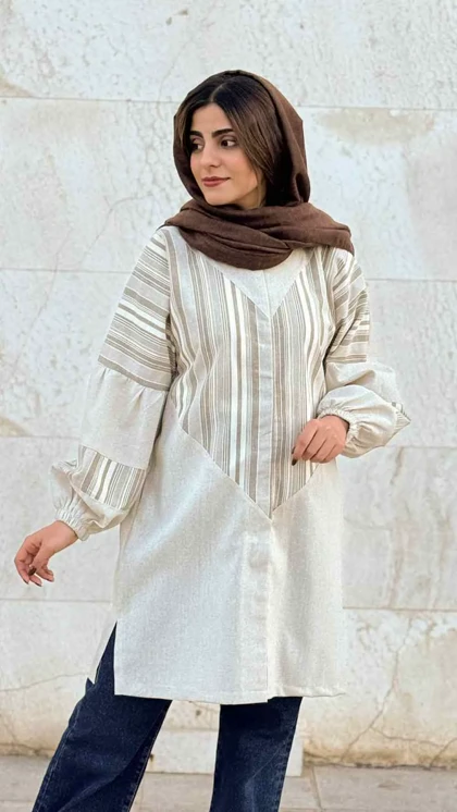 مانتو لینن مدل تندیس کد 142