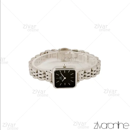 ساعت دنیل ولینگتون زنانه مربعی نقره ای صفحه مشکی خطی 104475