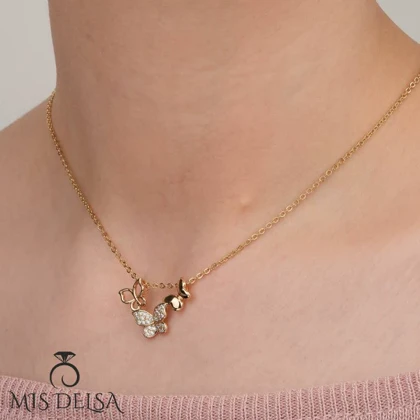 گردنبند ژوپینگ مدل پروانه نگین‌دار
