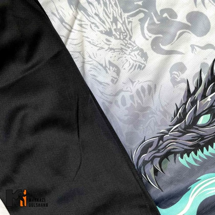 کیت فوتبالی رئال مادرید یقه دار دراگون سفید فیروزه‌ای