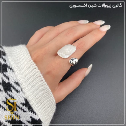 انگشتر زنانه میناکاری شده /ابکاری نقره کد azm10