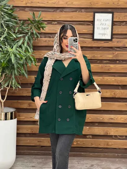 مانتو لینن هشت دکمه آستین پاگن