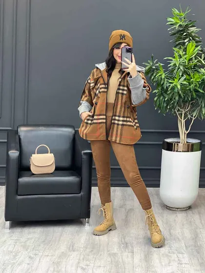 شکت چهارخونه ترکیبی آستین دورس