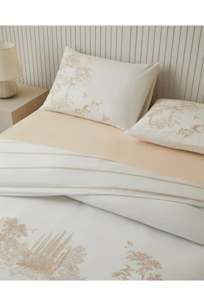 سرویس روتختی دو نفره English Home مدل Garden Toile پنبه‌ای - بژ
