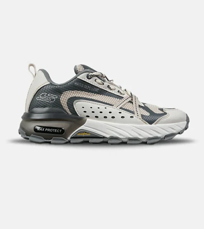 کفش کتانی طبی ورزشی کرم طوسی SKECHERS max protect v.2 مدل 7779