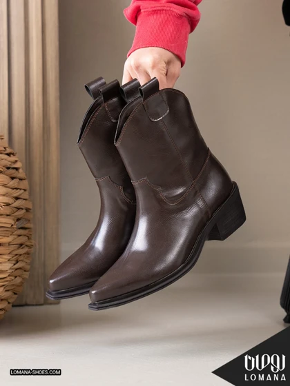 بوت پاشنه تگزاسی چرم لومانا - کد 2627