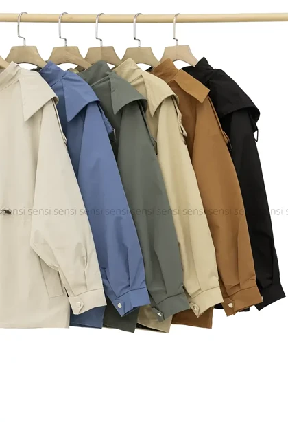 بارانی کتان tc کلاه دار کد1004944