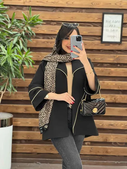 مانتو یقه دوبل مغزی دوزی