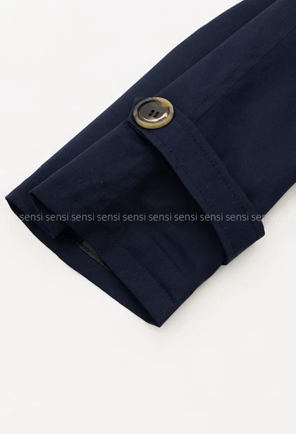 ترنچ کت یقه ایستاده کتان@کد1004635