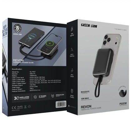 پاور بانک 10000 وایرلس گرین لاین Green Lion مدل GL-PX57 توان 20 وات