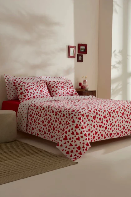 سرویس روتختی دو نفره Karaca Home مدل Amour Bliss پنبه - قرمز