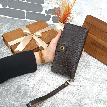 کیف پول دستی مردانه چرم طبیعی روکو