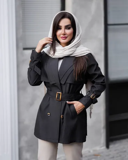 بارانی یقه آمریکایی رز کد 2131