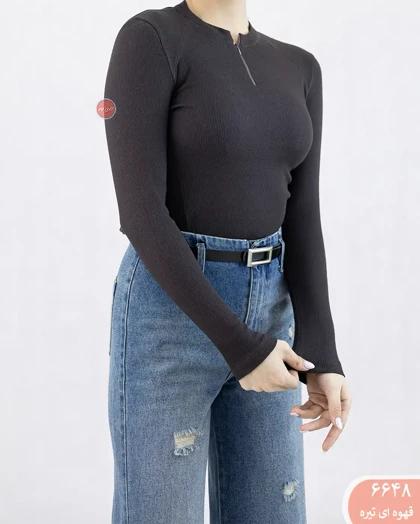 بلوز نیم زیپ برش‌دار 6648