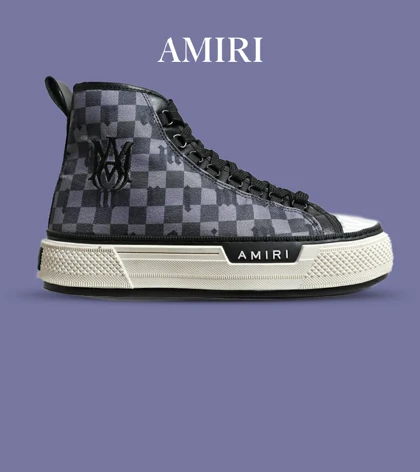 کفش اسنیکرزساق‌دار مشکی خاکستری Amiri Checkered مدل 5982