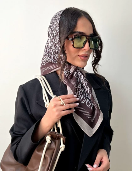 مینی اسکارف نخی کالکشن قهوه ای