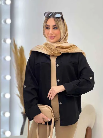 مانتو کتان دو جیب پشت پیله