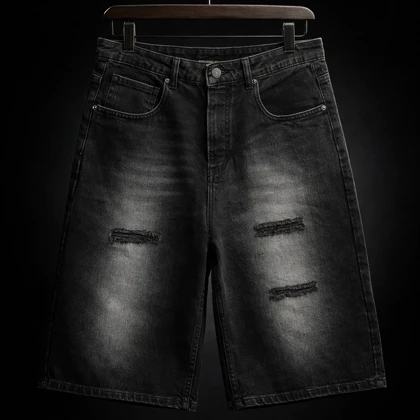 شلوارک جورس بگ جین ذغالی مردانه با زاپ کاستوم فوق‌العاده خفن 2026