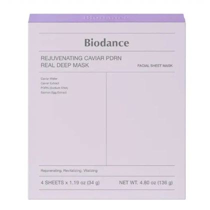 ماسک صورت بایودنس Biodance مدل Caviar PDRN Real Deep بسته 4 عددی