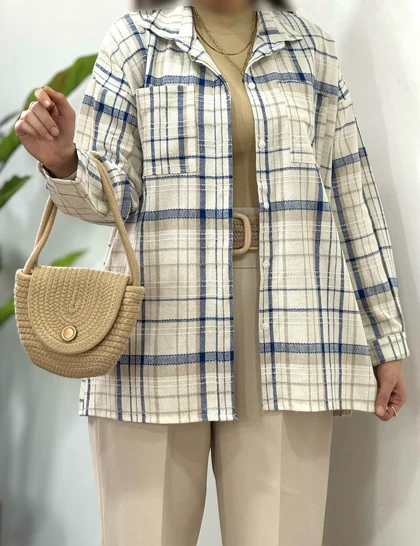 مانتو چهارخونه لینن کنفی 1