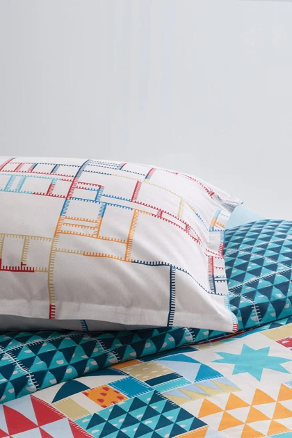 سرویس روتختی یک نفره Yataş مدل Patchwork - آبی