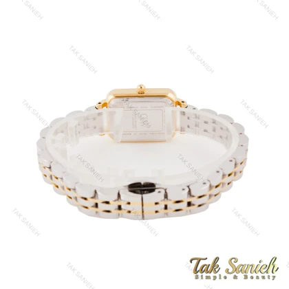 ساعت DW مستطیلی زنانه دورنگ طلایی سفید ایندکس نگین DW-5605-L