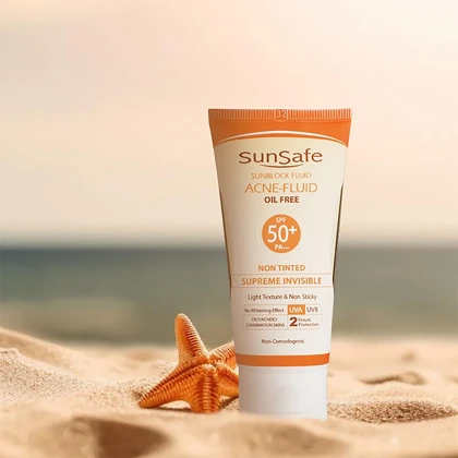 فلوئید ضد آفتاب فاقد چربی سان سیف SPF50 حجم 50 میلی‌لیتر