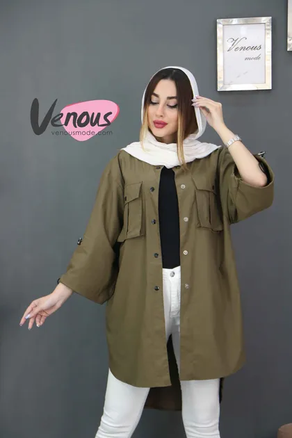 مانتو آستین گت جیب پاکتی