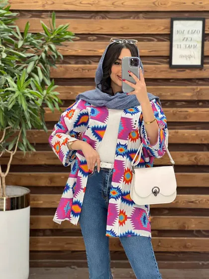 مانتو لینن طرح دار کوک دوزی